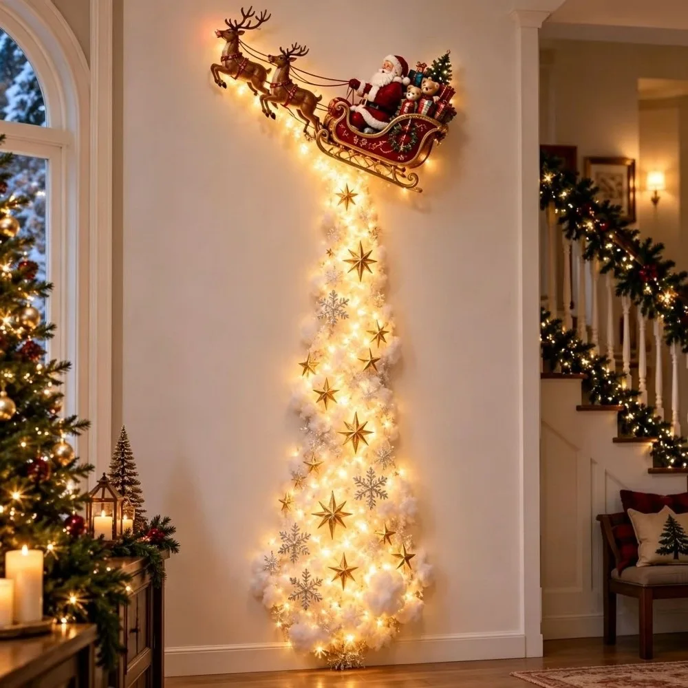 Wall Mounted Christmas Magic Trail Wall Light Warm White Lights Snow Trail Shape Christmas Trail Wall Light