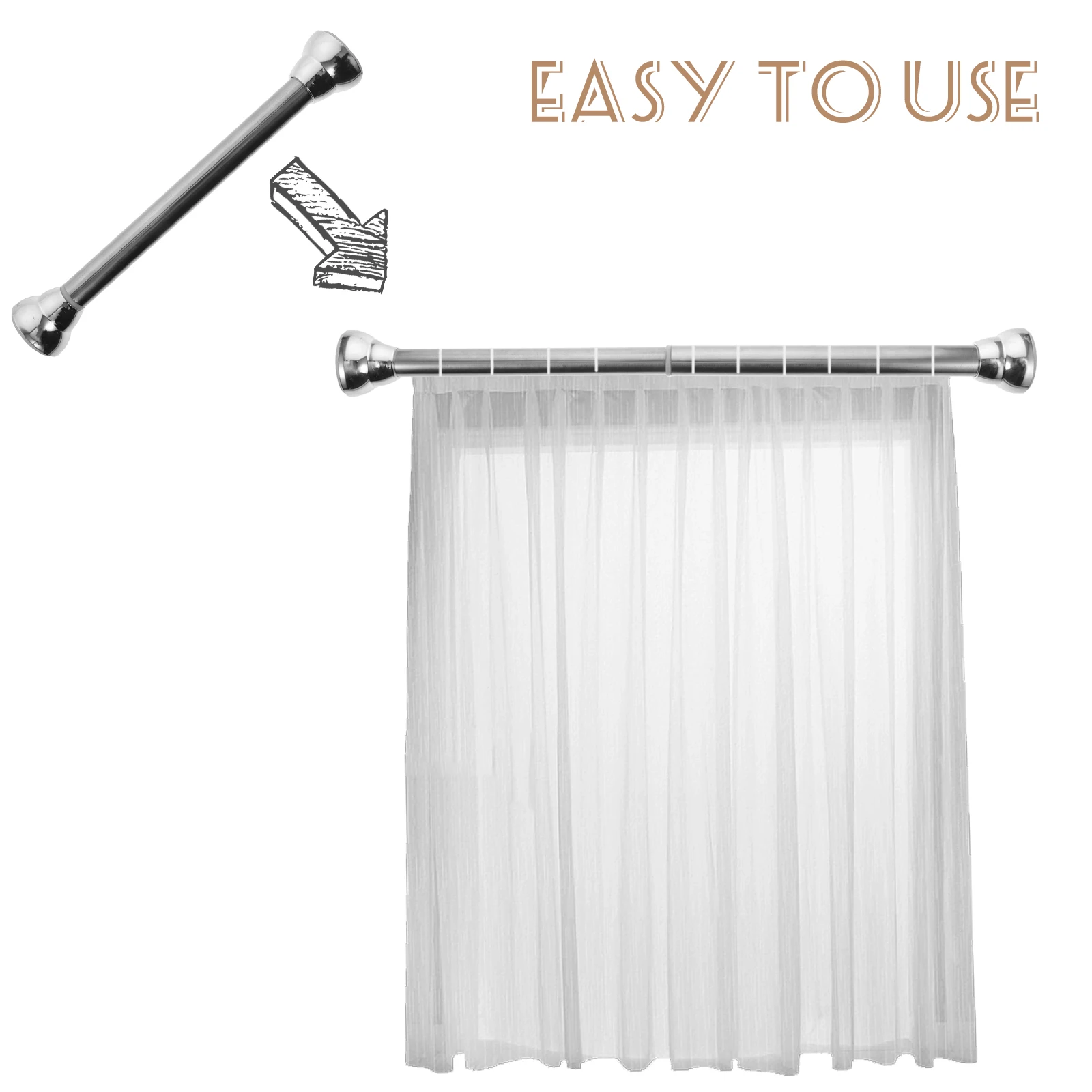 

Stainless Steel Telescopic Rod Multi-Functional Non-Slip Shower Curtain Rod for Door and Clothes Drying Matte Black Curved