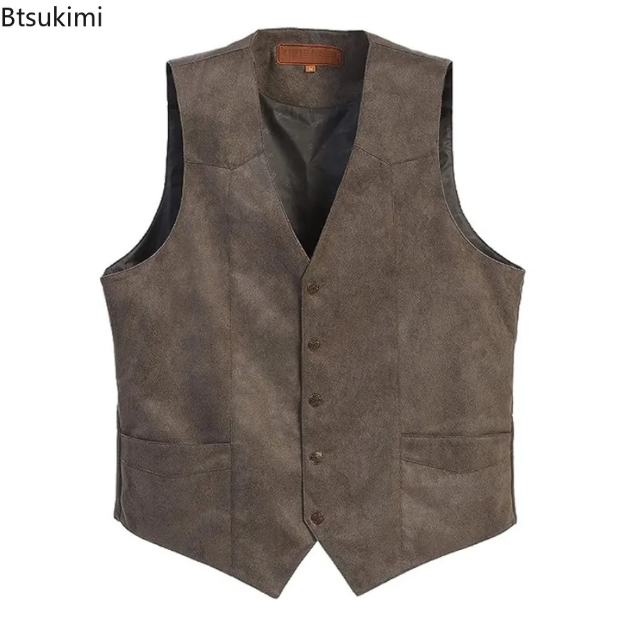 

2025 Retro Waistcoat for Victorian Men Slim Single Breasted Suit Vest Vintage Fashion Wedding Business Sleeveless Classic Colors