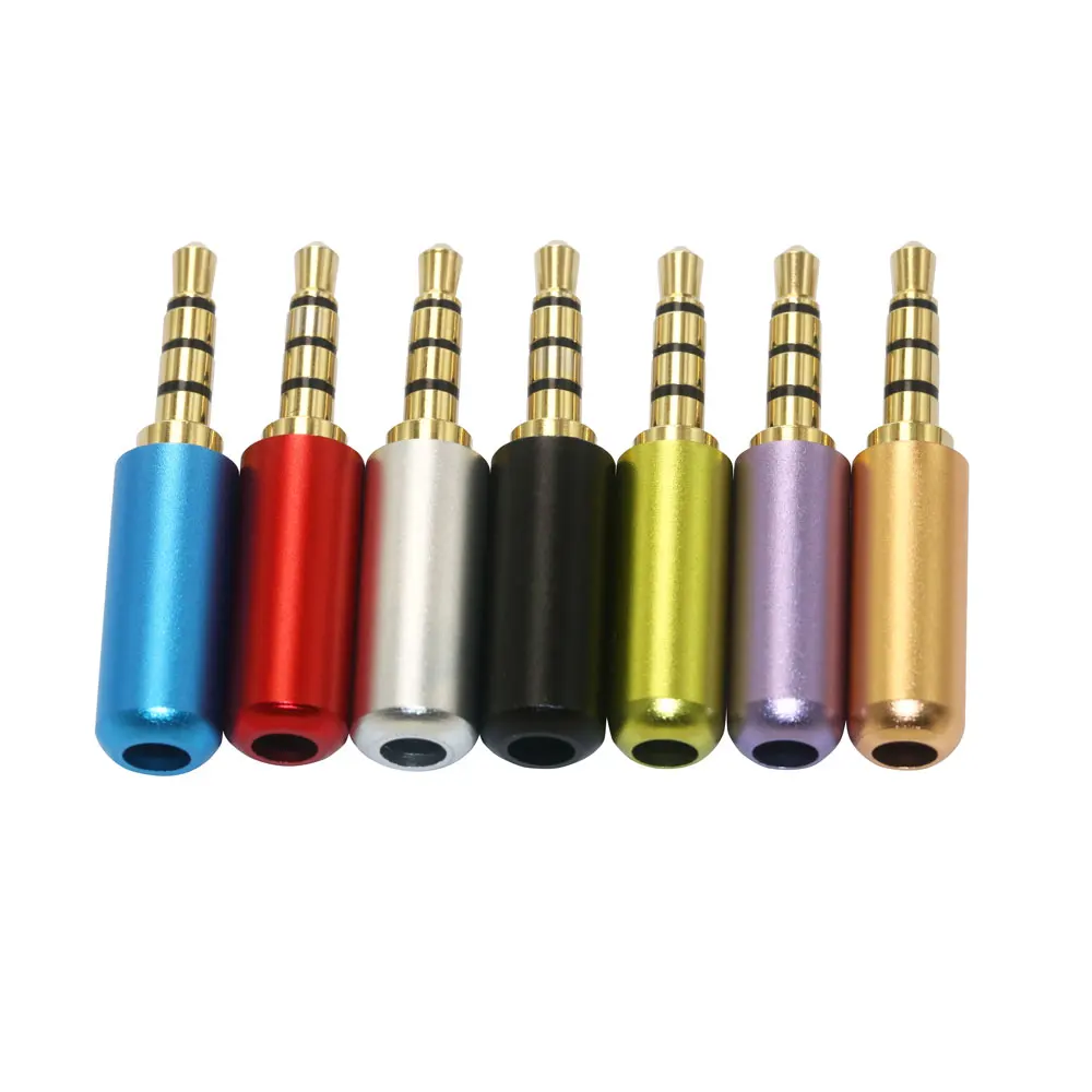 Copper 3/4 Pole 3.5MM Plug Male Headphone Jack with Clip 3.5MM Stereo Audio Connector for 4mm Cable Adapter