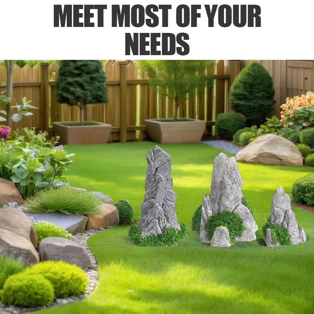15Pcs Miniature Resin Rockery Set Realistic Mountain Waterfall Decor DIY Zen Garden Micro Landscape Desktop Office Home Bonsai