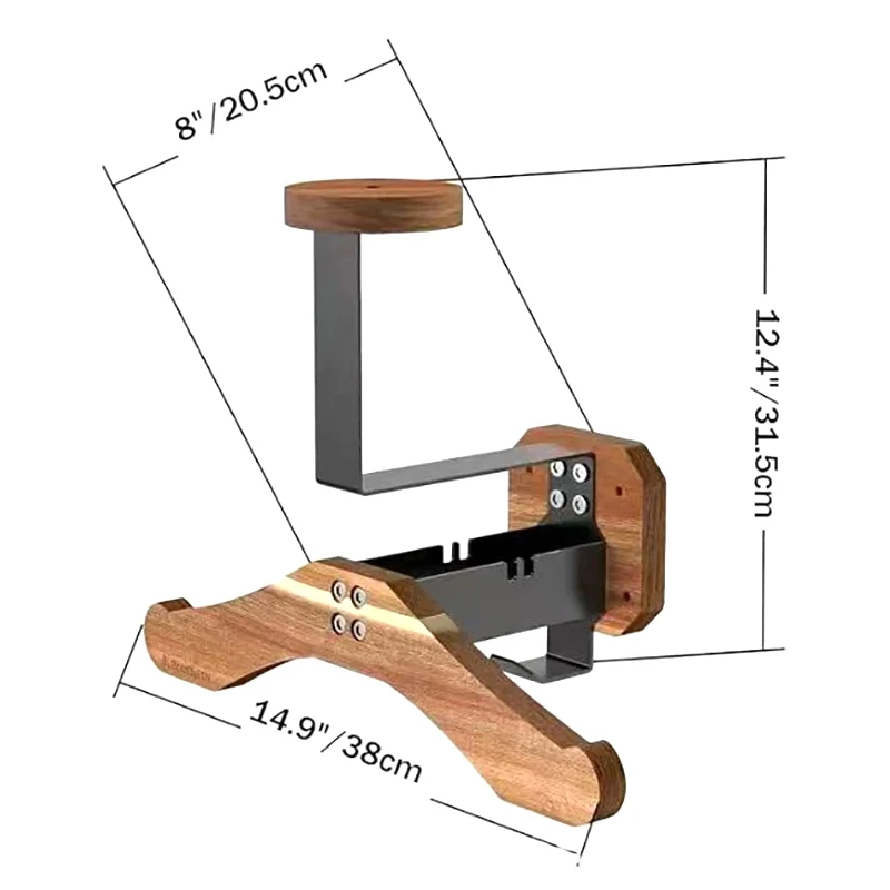 Держатель для шлема из черного ореха — вешалка для мотоциклетного шлема 2-в-1 и гоночного костюма, стойка из цельного дерева для жилета и снаряжения
