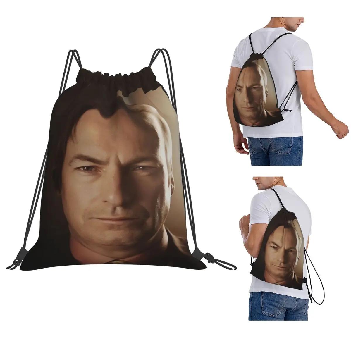 3D Saul Goodman Meme Backpacks Multi-function Drawstring Bundle Pocket Storage Bag Book Bags for Man Woman School