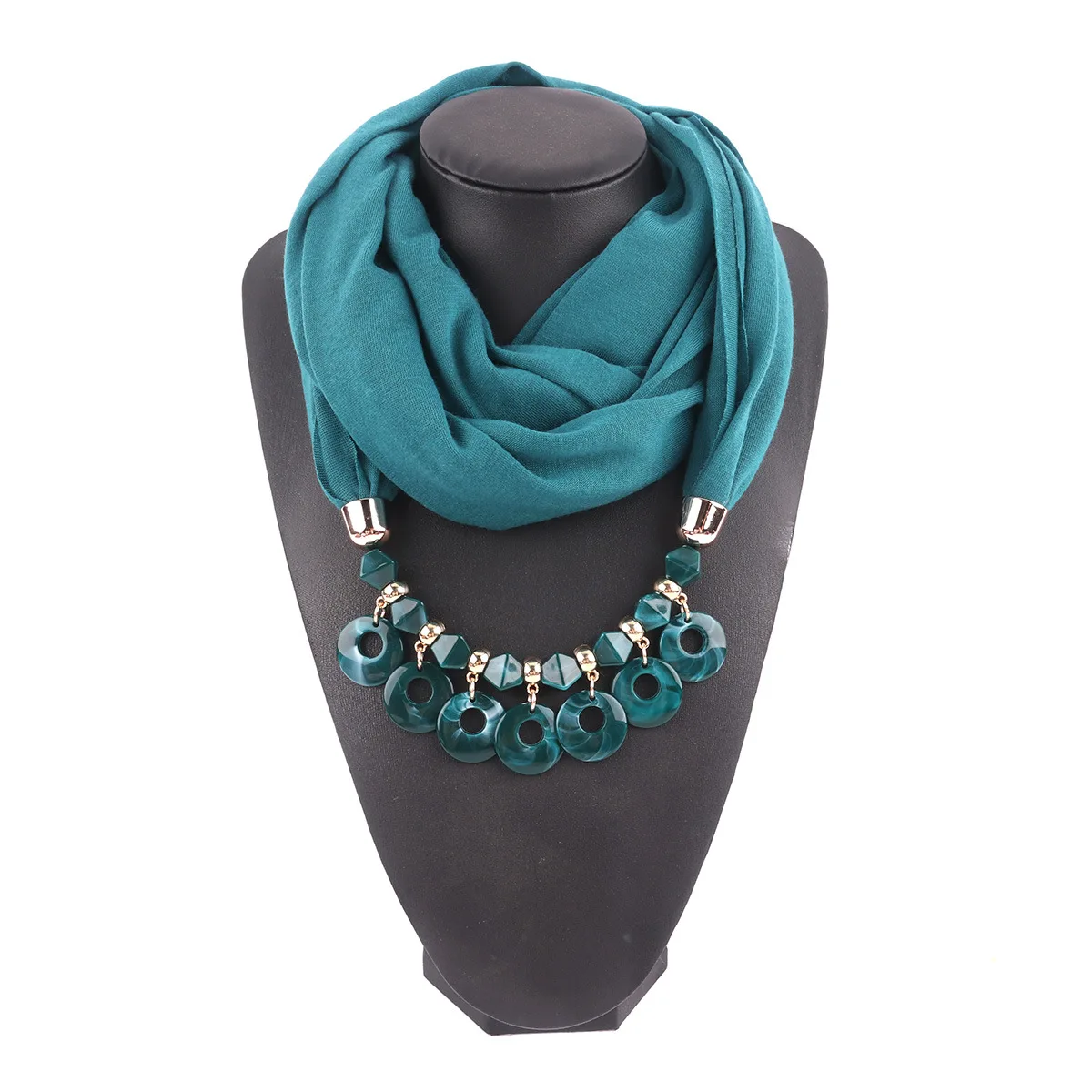 Charm Pendant Scarf Necklace Brand New Pure Color Fashion Scarf Women Designers Hijab