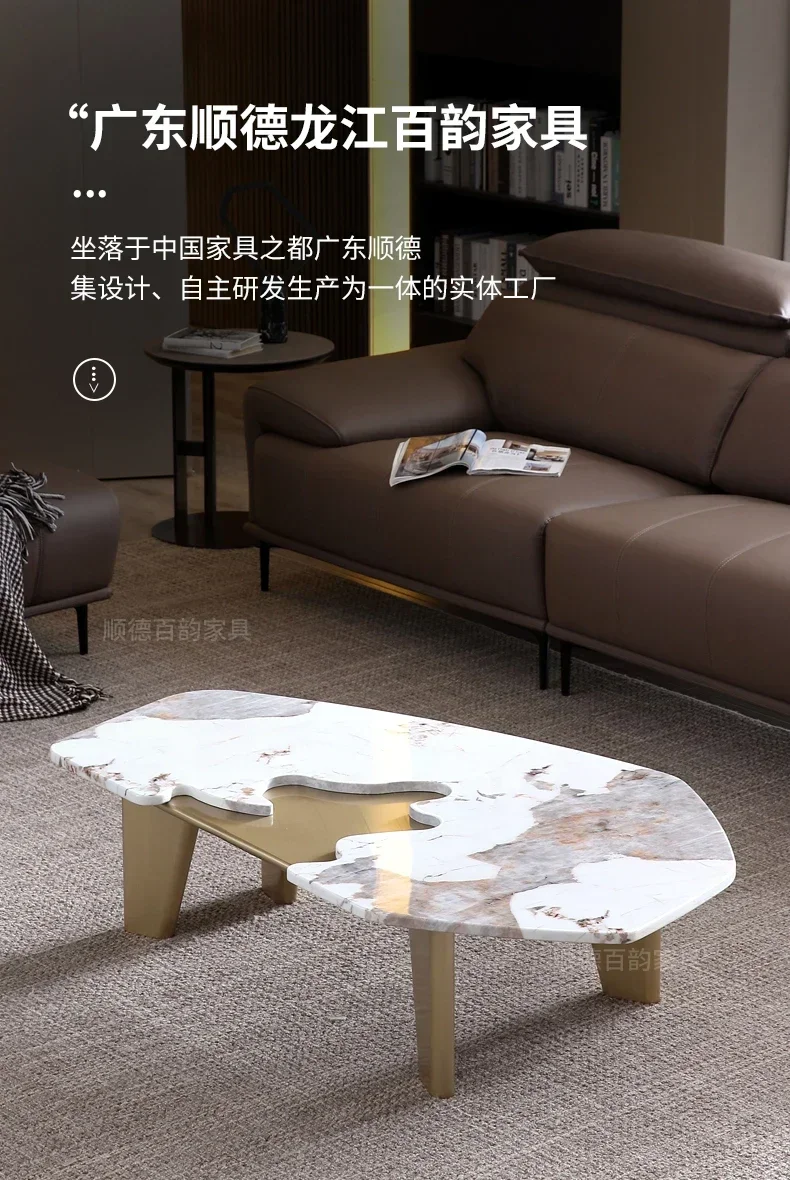 New Italian Minimalist Solid Wood Tea Table Pandora Marble Creative Home Living Room Coffee Table