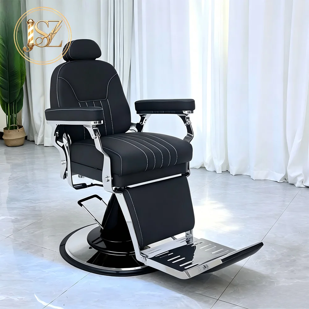 High-end Metal Frame Reclining Hairdressing Chair Classic Men Barber Chair for European Market