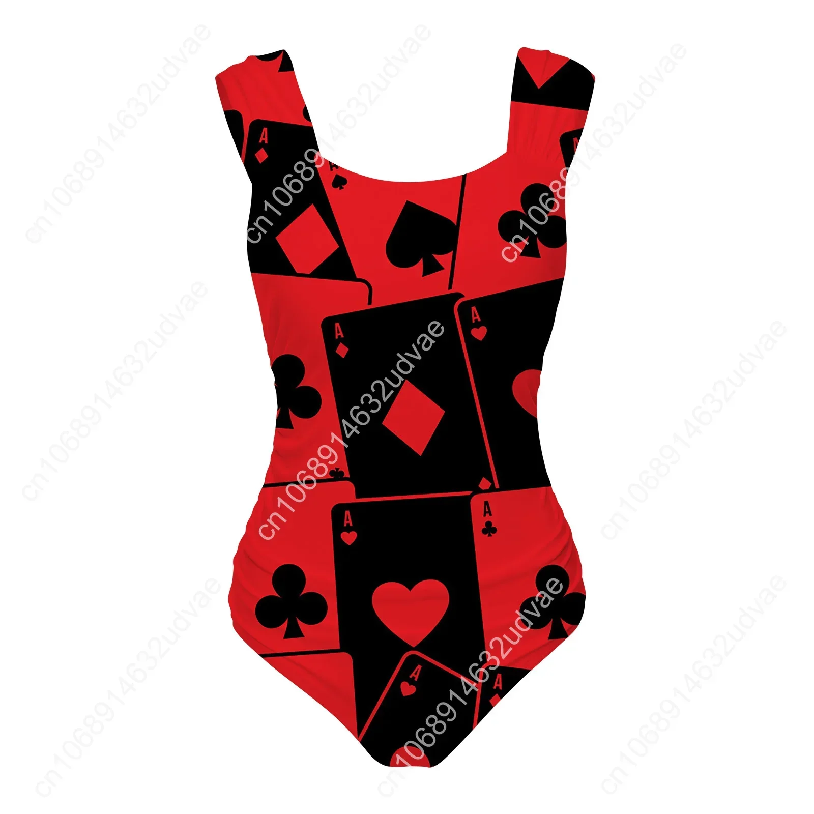 Playing Cards  Swimsuit Wide Strap Women Bathing Suits Personalized Swimwear Pool Party Sexy Bikini Customize Beachwear