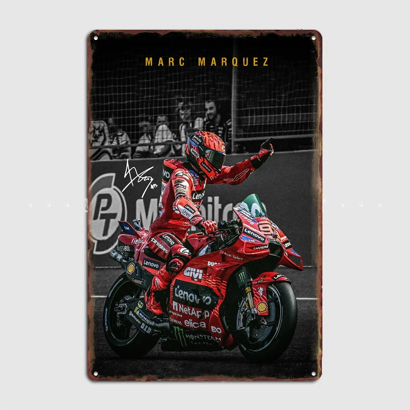 Pôster de Metal Marc Marquez MotoGP, Placa Decorativa Personalizada para Clubes, Bares, Quartos e Decoração de Interiores, Pôsteres para Parede de Casa