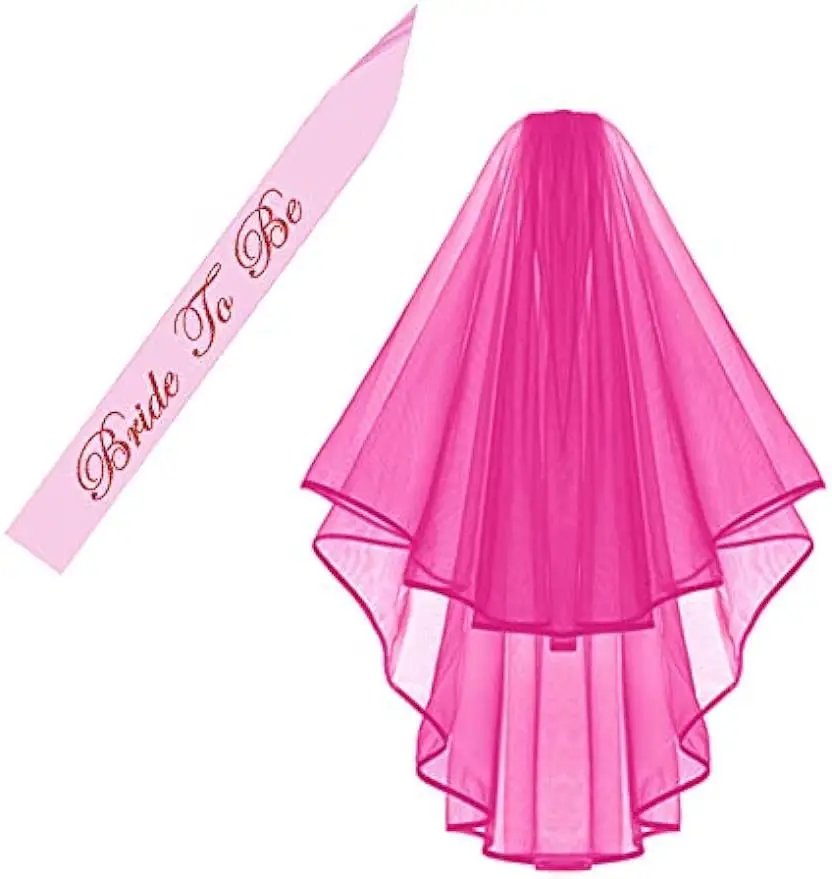 Pink veil, double layered short hem, wedding veil, bridal veil, headband with comb, hair accessories, hair replacement