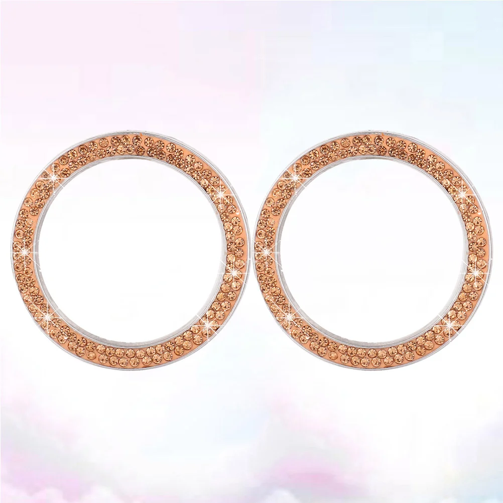 2 قطعة زر الإشعال الدائري ملصق المحرك بدء إيقاف ملصق كريستال بلينغ حجر الراين ديكور السيارة الذهبي سهل التركيب دائم #2