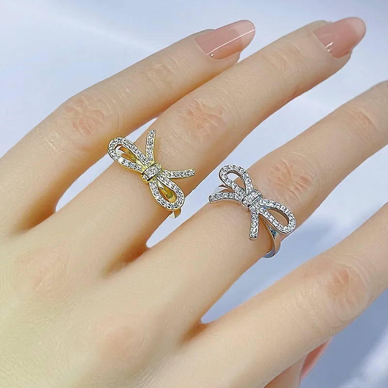 Butterflykiss S925 Sterling Silver Bowknot Moissanite Engagement Ring For Women Luxury Diamond Rings Wedding Fine Jewelry Gift