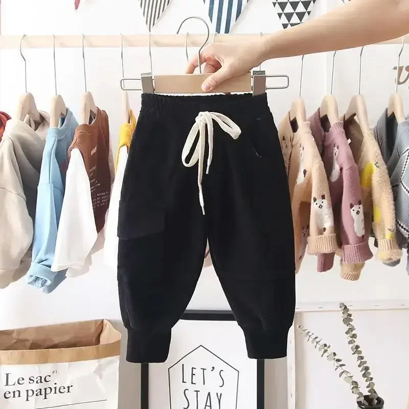 Kinder Jungen Einfarbige Cargo-Hosen Lässige Sporthosen mit Elastischem Bund Kinderhosen für 2-8 Jahre Mädchen Kleidung Leggings – Detail 10