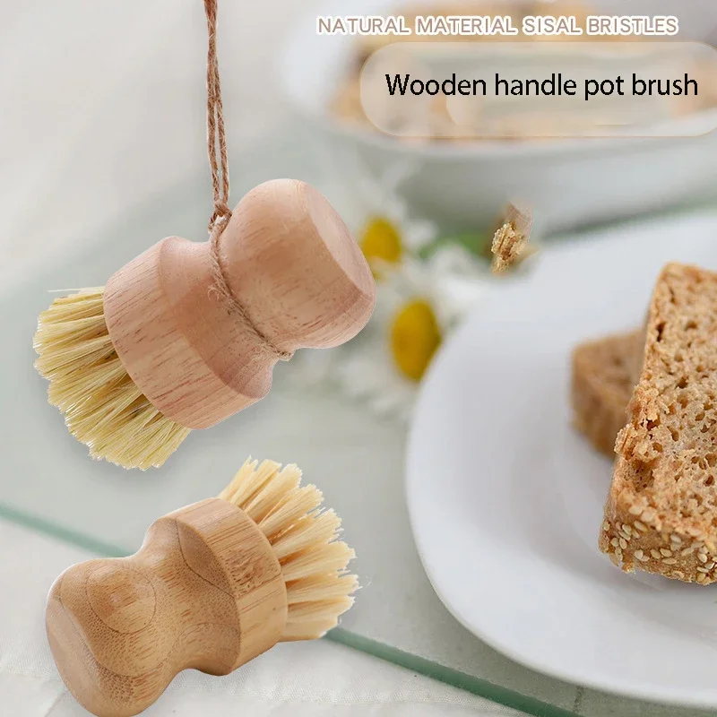 

2pcs Bamboo Dish Scrub Brush Soap Kitchen Wooden Dish Scrubber Cleaning Brush for Washing Dish Cast Iron Pan Pot