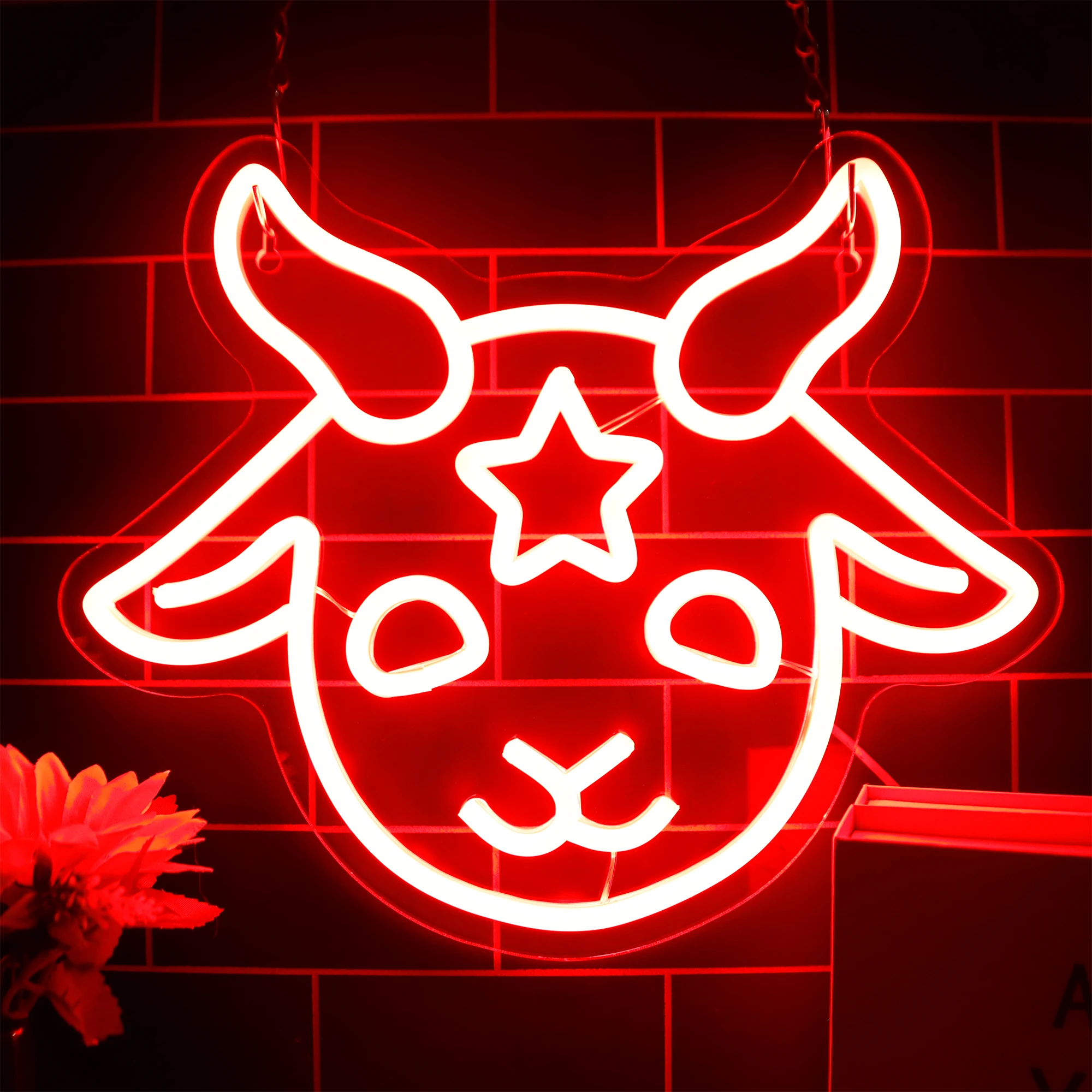 

Baphomet Neon Sign Gothic Wall Art Neon Led Sign Black Goat Neon Sign Satan Sigil Baby Goat Hanging Led Sign Light Bedroom Decor