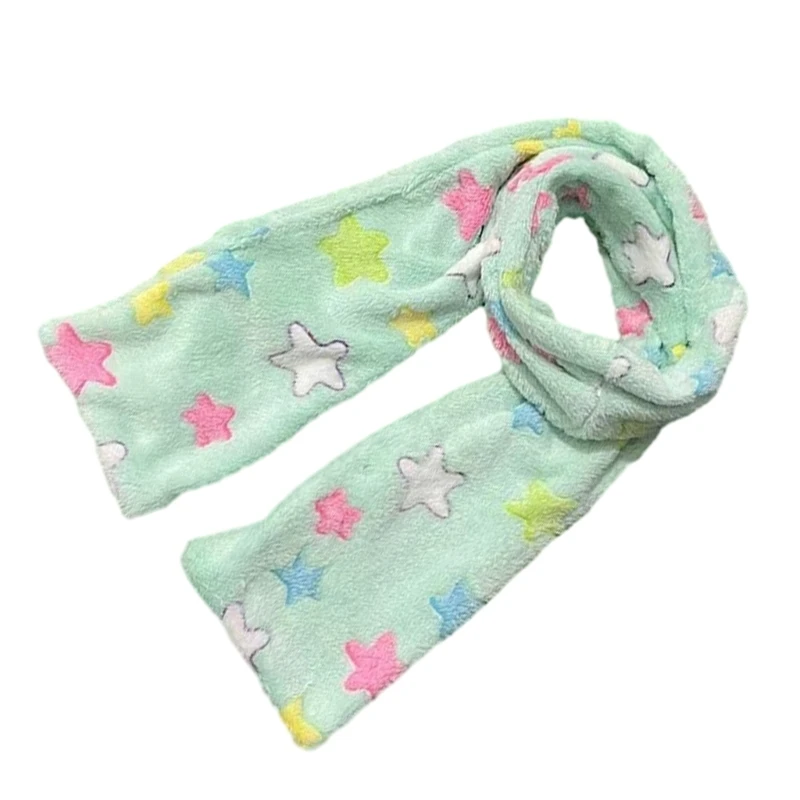 Women Colorful Star Pattern Scarf Winter Soft Thick Plush Long Warm Scarf Y2K Girls Casual Furry Neckerchief for Office School