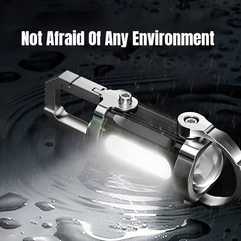 1-2 قطعة سلسلة المفاتيح القابلة لإعادة الشحن مشاعل متعددة الوظائف COB ضوء العمل 6 طرق الطوارئ المفاتيح ضوء للمشي البحث