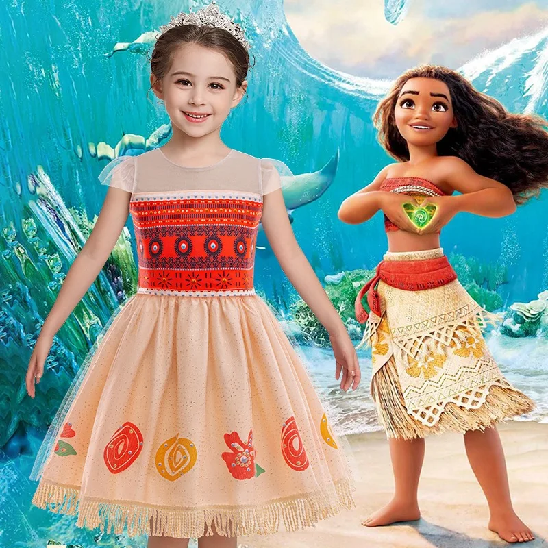 Cossky Moana Princess Cosplay Costume Children Girls Shirt Dress Suits Halloween Carnival Party Costume