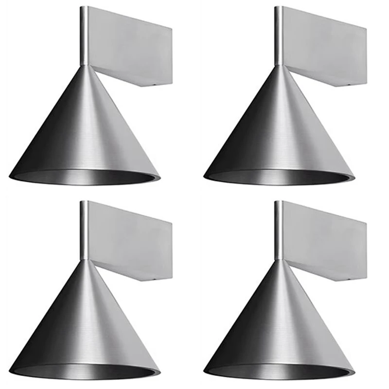 ABEZ 4X Nordic Brushed Metal Small Wall Lamp, Living Room, Study, Dining Room, Decorativecone-Shaped Wall Lamp Silver