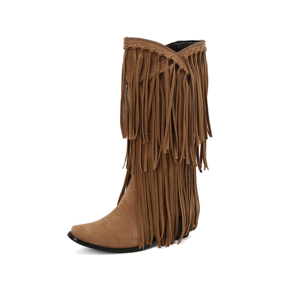 

Knee High Boots Women Autumn Winter Fashion Tassel Versatile Classic Thick High Heels Casual Long Boots Big Size 47 48 888-61