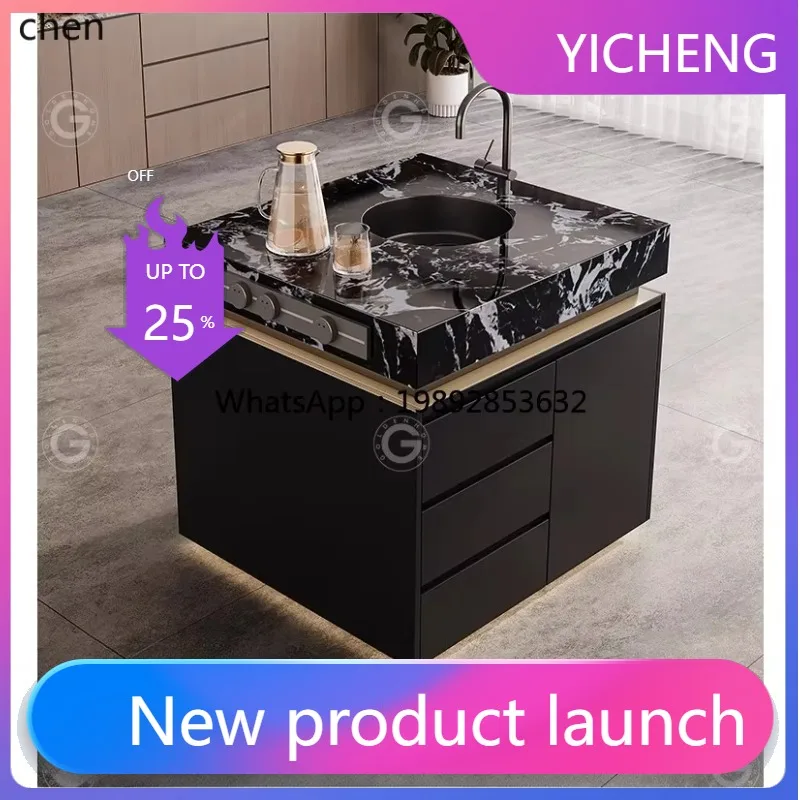 LYY   rock slab table cabinet, separate kitchen guide table cabinet with sink, minimalist small apartment dining table