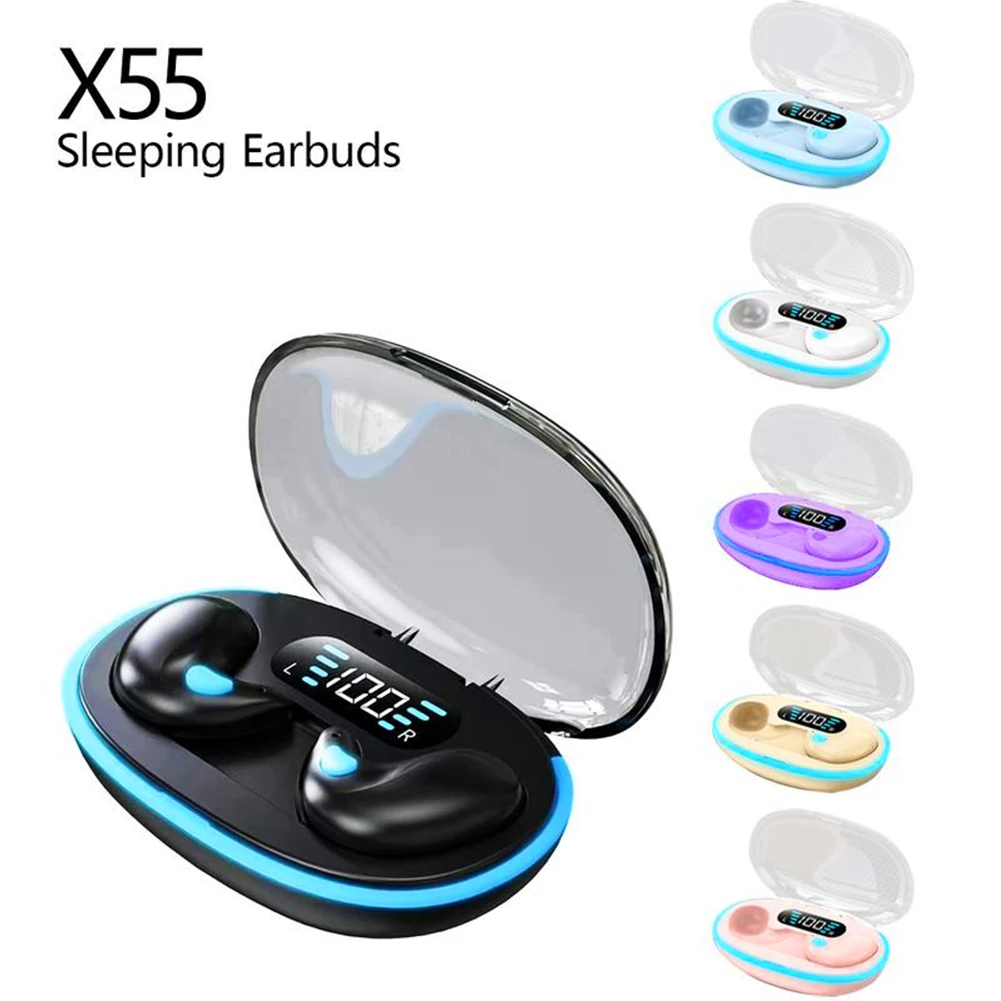 BT 5.3 Wireless Earbuds Noise Cancelling Sense-Free Micro Sleep Earbuds Touch Control Open Ear Headsets for Better Sleep