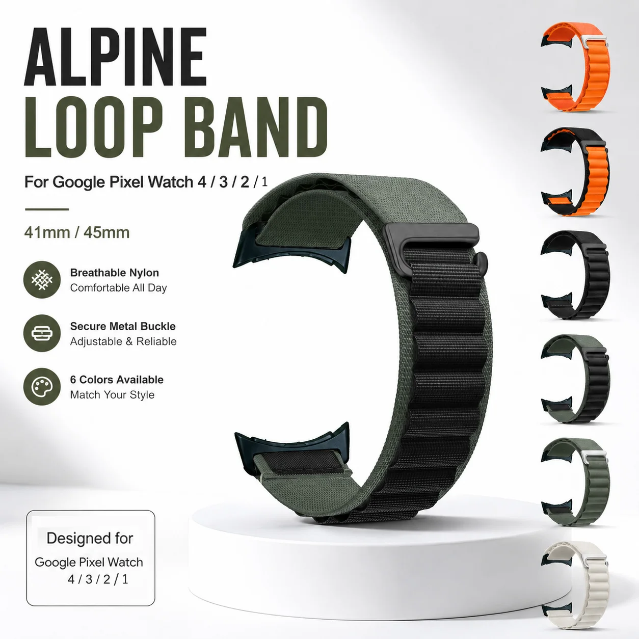 Für Google Pixel Watch 4 3 2 1 Armband 41mm Uhrenzubehör Sport Alpine Nylon-Schlaufenarmband Correa Pixel Watch 3 4 45mm Gurt