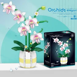 Moth Orchid Potted Building Blocks Bouquet Home Desktop Decoration Flower Puzzle Toy for Childrens Creative Holiday Gift