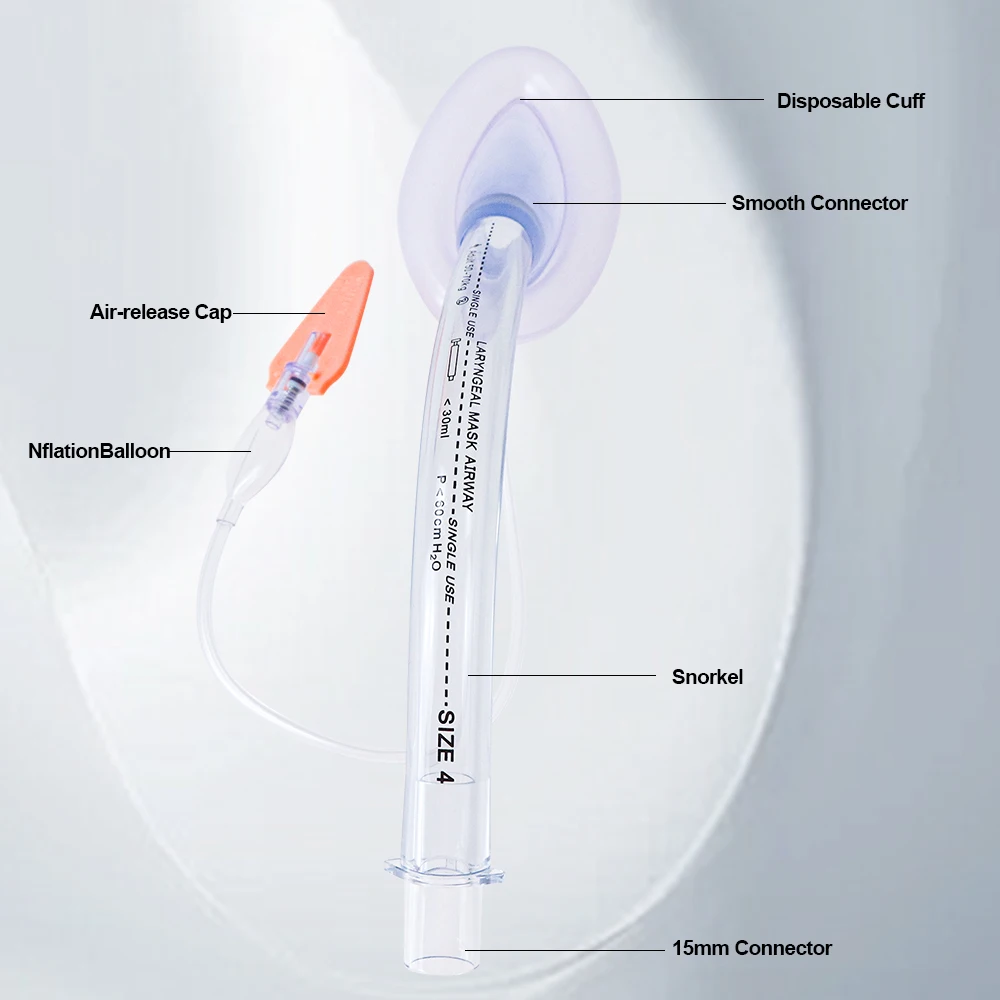 Canack PVC Larynx Airway Mask - Wegwerp LMA Steriel Anesthesie Ademhalingsmasker Zacht kussen Intubatie voor volwassen kind