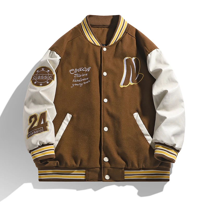 Trendy Cotton Padded Baseball Jacket For Men Loose Versatile Cool Casual Warm Outer Coat Spring Autumn Winter Daily Street