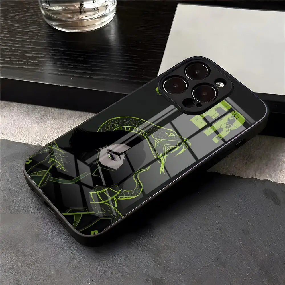 Game Viper Valorant Phone Case For IPhone 17 Air 16 E Pro Max 15 14 13 Mini 12 Pro 11 Max Plus Black Glass Cover
