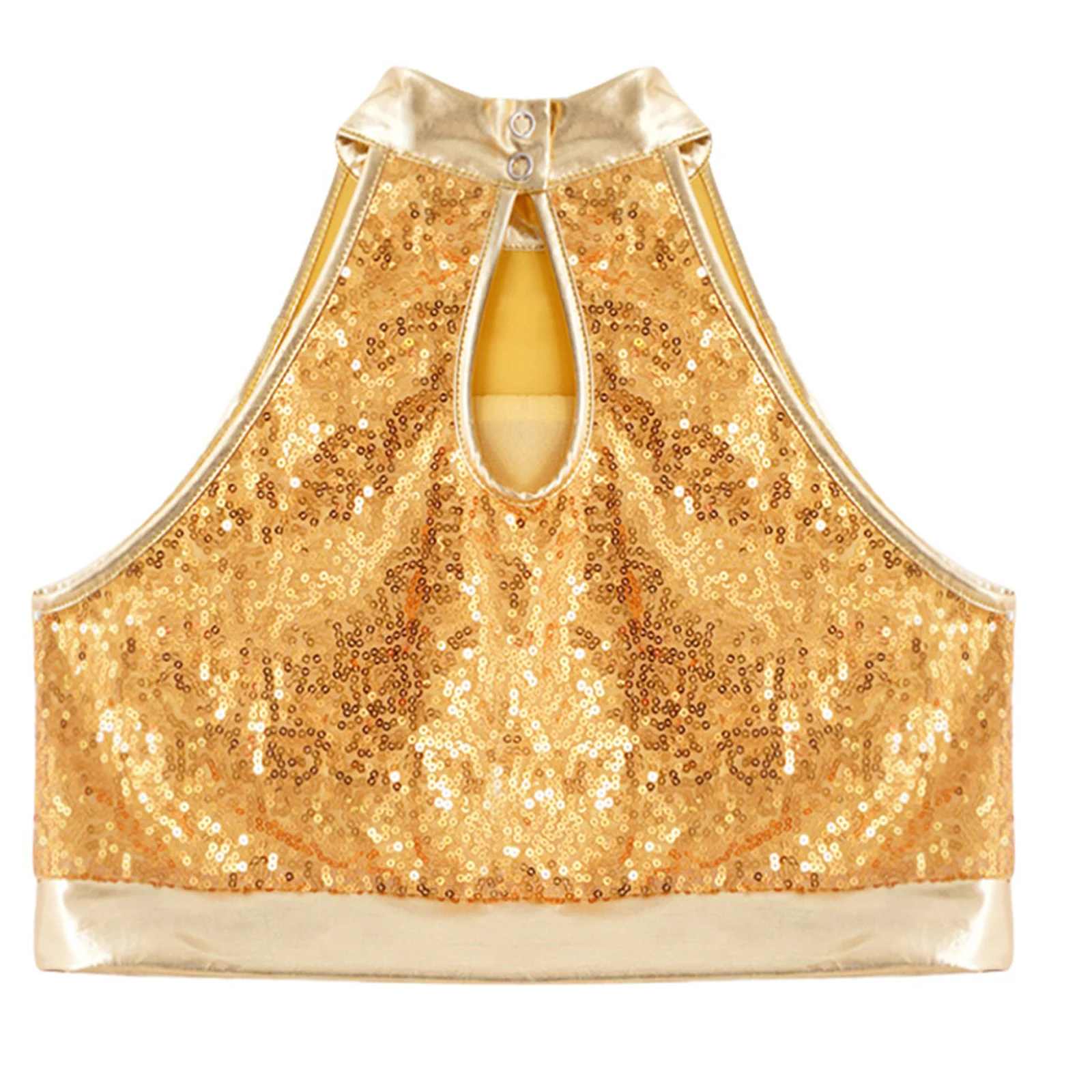 Kid Girls Jazz Dance Costume Tank Tops Disco Outfits Street Hiphop Sequins Crop Top School Show Stage Performance Children's Top