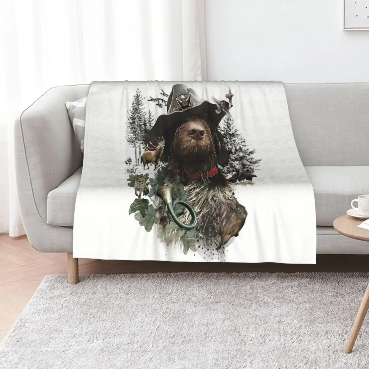 German Wirehaired Pointer Throw Blanket Outdoor Soft Blanket for Picnic Beach Camping