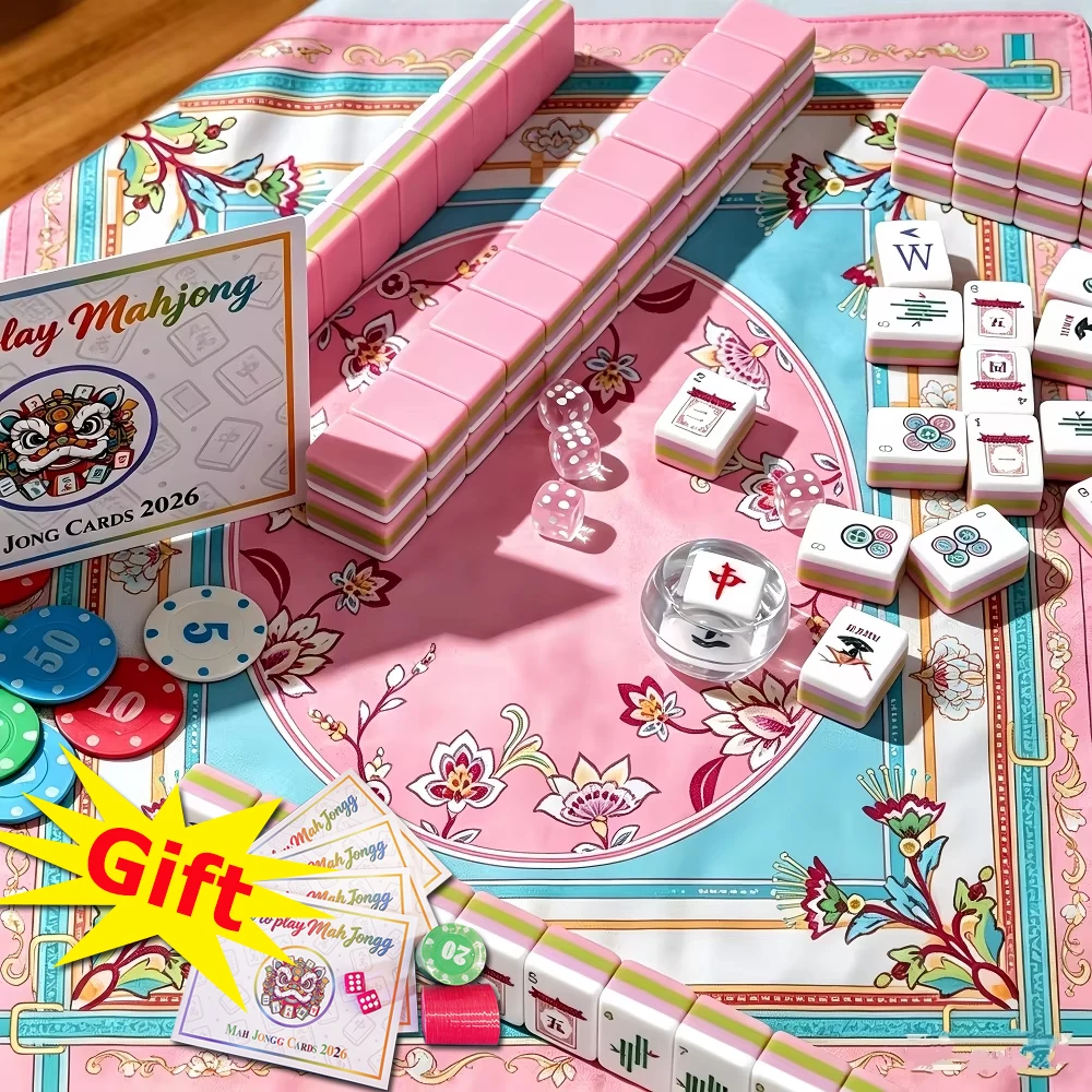 Board Game Mahjong - Yerli Stok Pembe Lüks Amerikan Mahjong