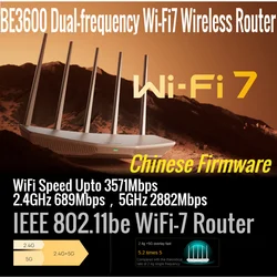 IEEE 802.11be WiFi-7 Router, 3571Mbps WiFi7 Wireless Mesh Router, BE3600 Dual-frequency Wireless Router, 2.4G 689Mbps, 5G 2882M