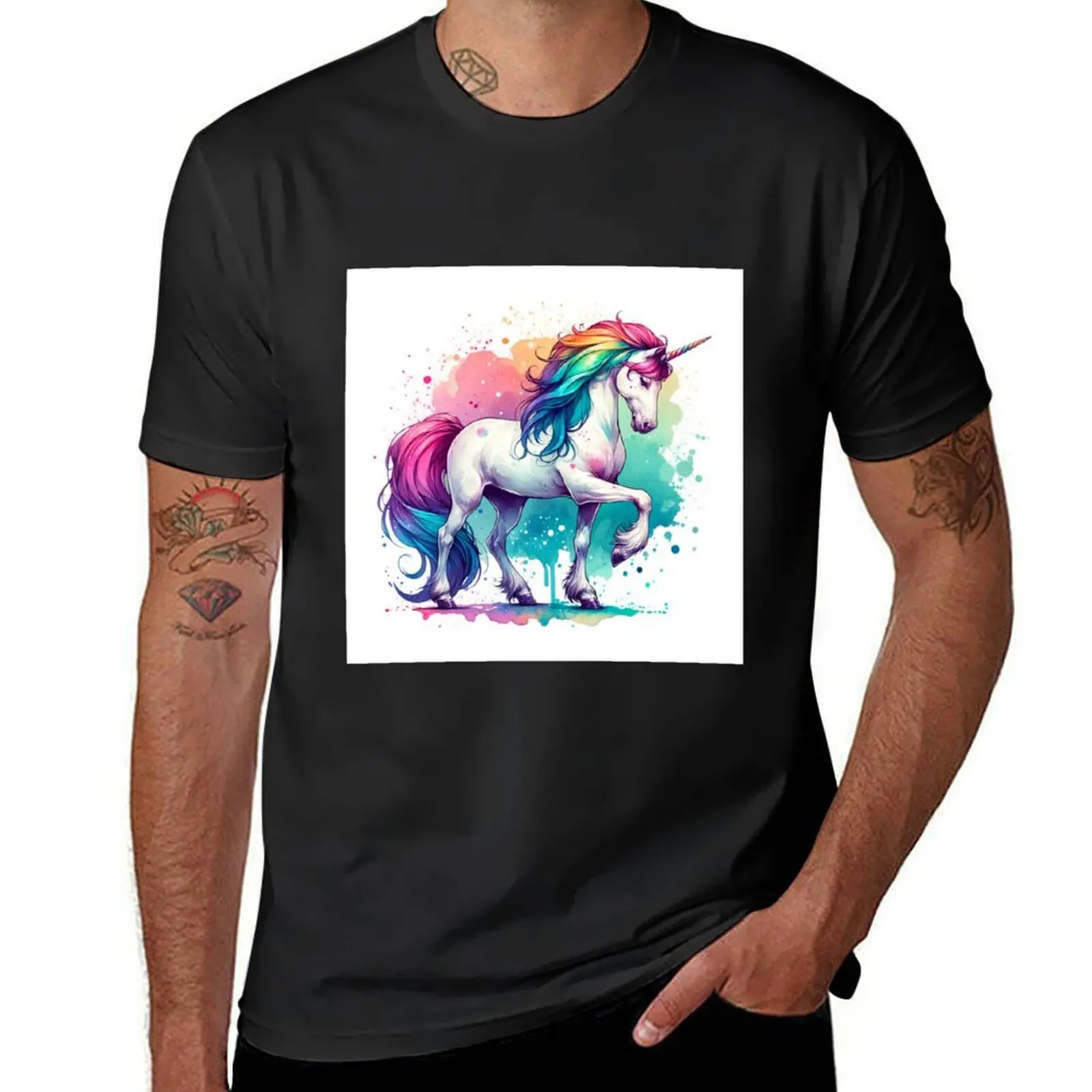 Unicorn Study J - Fantasy AI T-Shirt Aesthetic clothing tops plain blanks mens graphic t-shirts big and tall