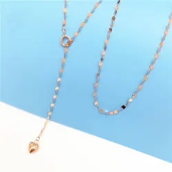 585 purple gold necklace plated with 14K rose gold classic long heart-shaped clavicle chain simple charm party jewelry gift