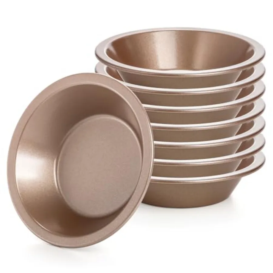 

8 Pack Mini Pie Pan Set, 5 Inch Reusable Nonstick Individual Dish Pies Plate Carbon Steel Pie Tins Small Round Metal Bakeware f