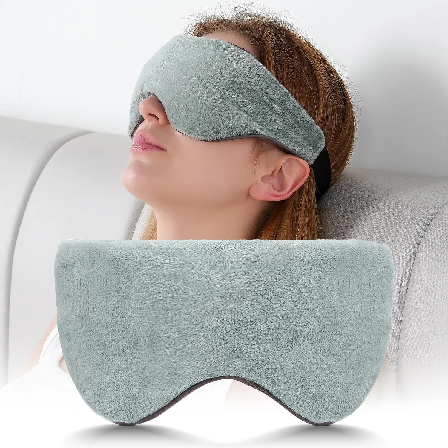

Weighted Eye Mask For Sleeping Cooling Cozy Reversible Blackout Sleep Mask For Women Men Microwave Freezable Heavy Blindfold For Migraine Travel Meditation 0.55lb Grey