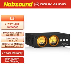 Nobsound L3 3-way Loop Switcher Box Stereo 1(3)-IN-3(1)-OUT Audio Selector RCA Splitter with VU Meter