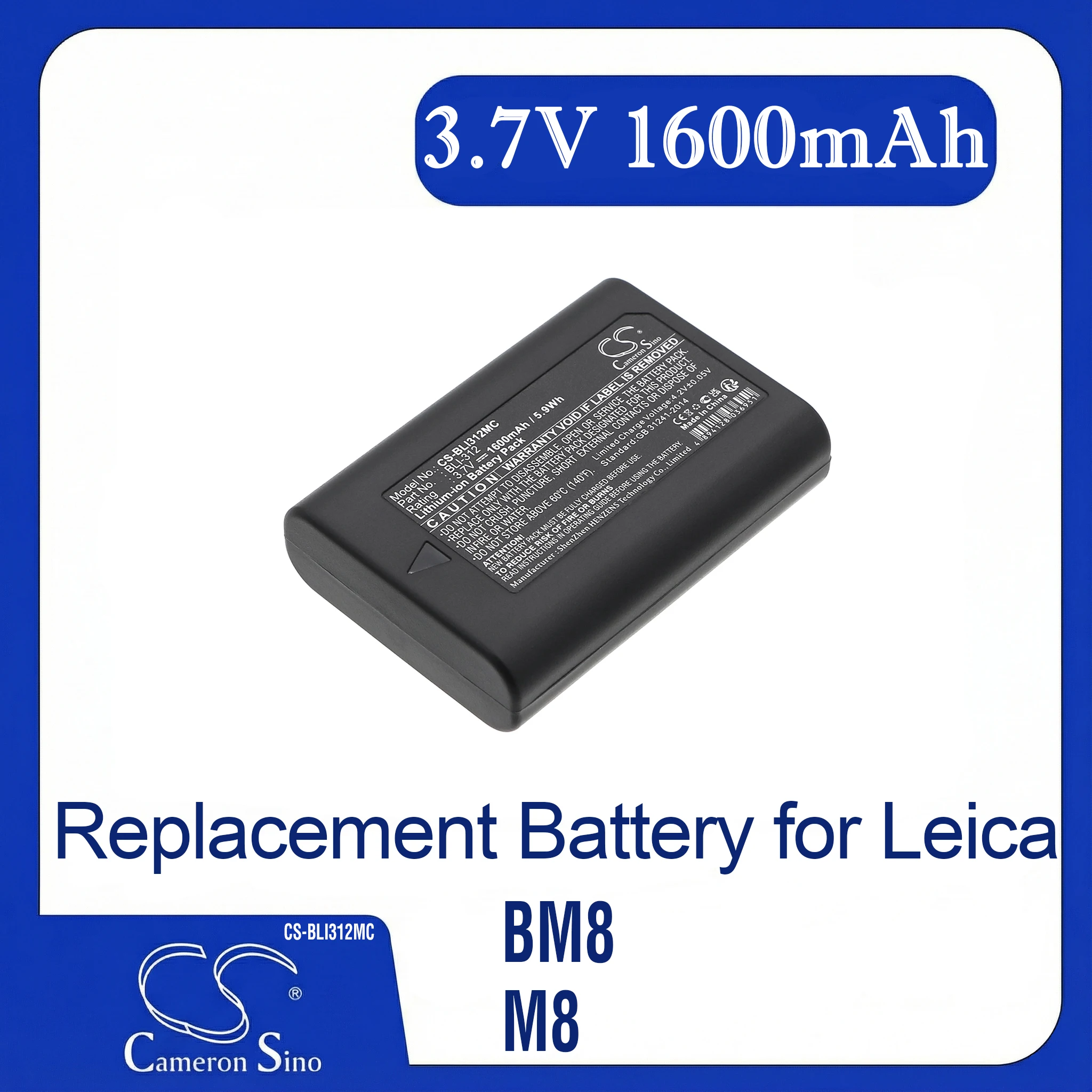 

Cameron Sino Replacement Battery for Leica BM8, M8, M8.2, M9 14464, M9-M, M9-P, Fits P/N BLI-312,BP-SCL1