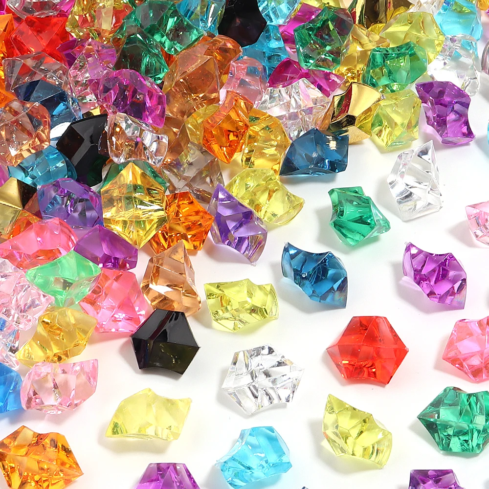 50 Stück 17 x 23 mm transparente Acryl-Kristall-Eisperlen, bunt, ohne Loch, lose Perlen für DIY, Hochzeit, Party, Zuhause, Basteln, Dekoration