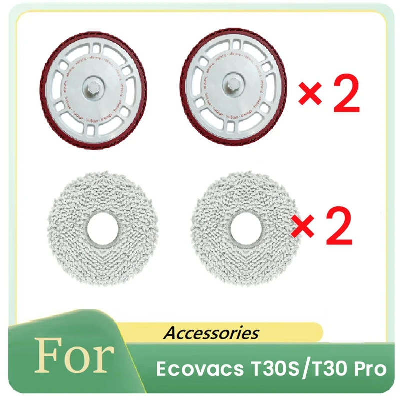 4 Pcs Rag And Mop Holder For Ecovacs T30S/T30 Pro Robot Vacuum Mop Board Cleaner Mop Kit