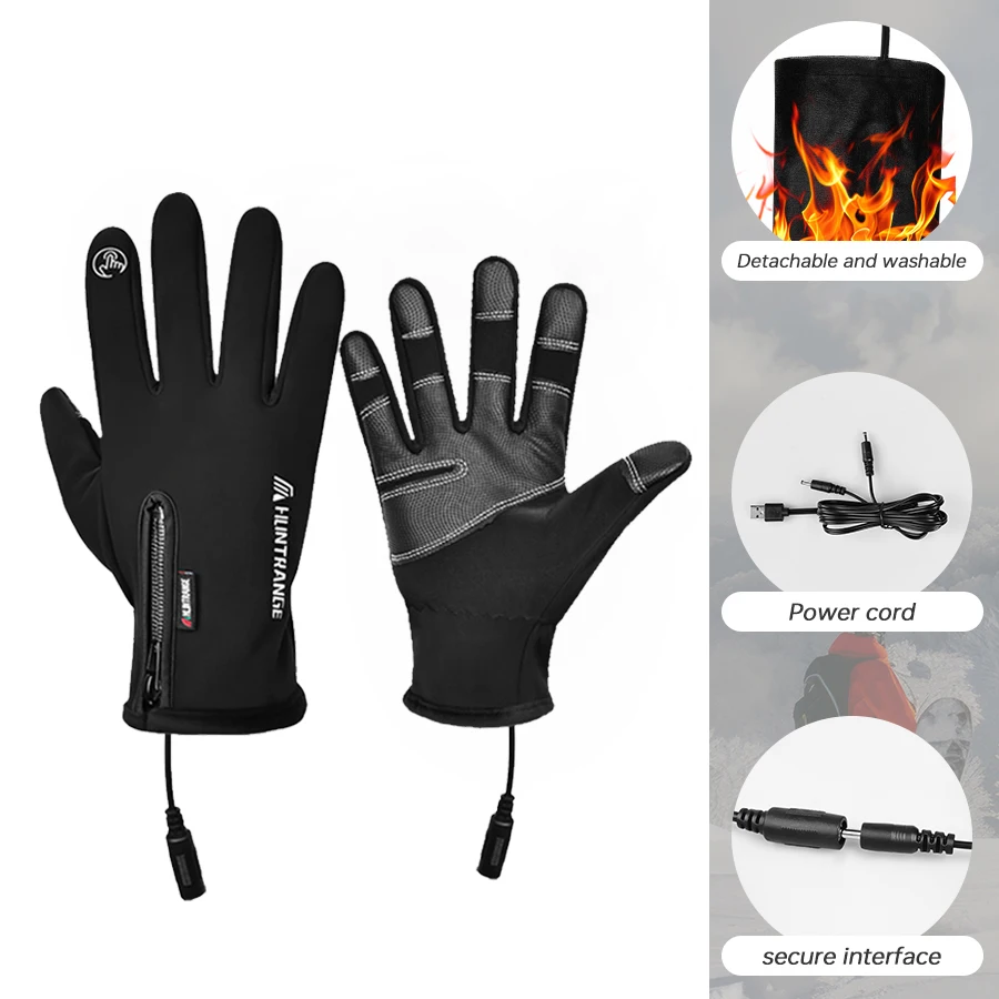

Winter Warm Motorcycle Gloves Waterproof Touch Screen Ski Gloves USB Rechargeable Heated Motorcycle Bicycle Warm Gloves
