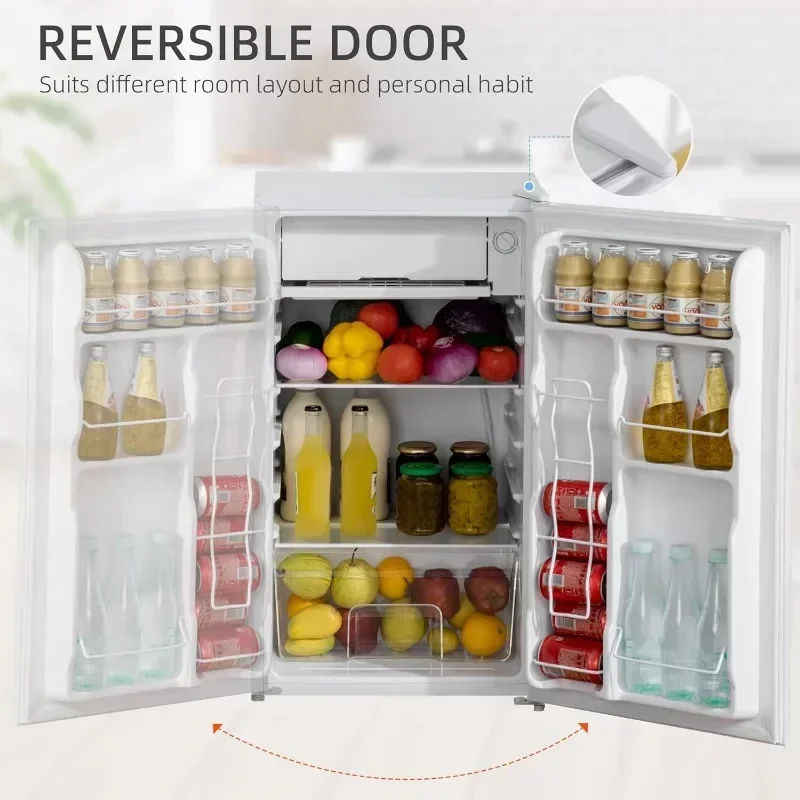 Mini Fridge with Freezer Compartment Single Door Compact Fridge with Adjustable Thermostat