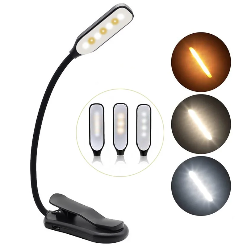 

Rechargeable Book Light 7 LED Reading Light 3 Color Modes Desk Lamp Flexible Easy Clip Perfect For Readers Kids Reading In Bed