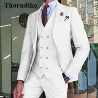 Gwenhwyfar 2024 trajes de hombre Color caqui solapa con visera (chaqueta + chaleco + pantalones) traje de negocios Formal atractivo ajustado para hombre