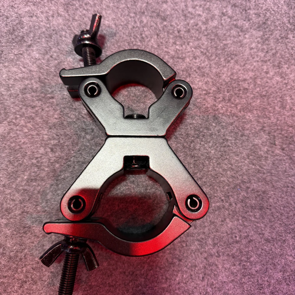 Heavy Duty Double Truss Clamp 50mm 60mm Dual Hole Aluminum Alloy 500KG Load Swivel Stage Light Hook Anodized Silver Black for DJ