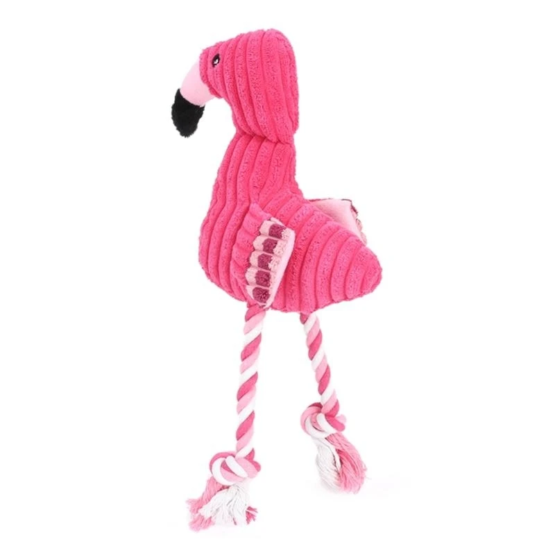 Flamingo Plush Small Large Dogs Squeak Toy Cotton Rope Resistant Puppy