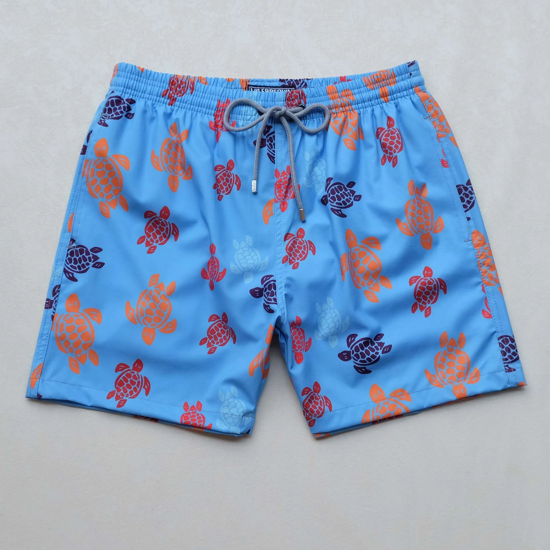 High Quality Summer New Styley Beach Surf Swimwear Multicolore Turtles  4 Way Stretch Printed Board Shorts Mesh Surf Trunks