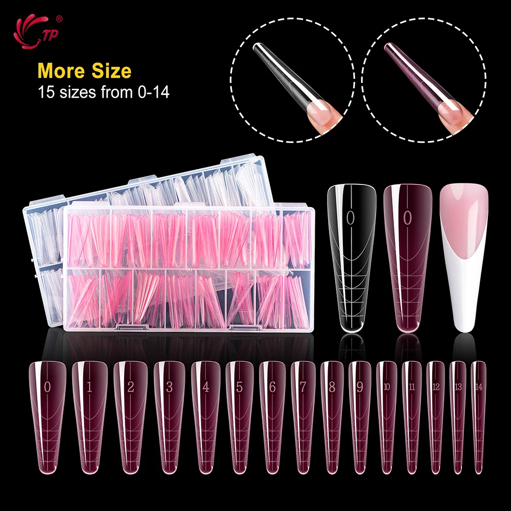 TP 150szt French Dual Nail Form with Edges Inside Full Cover Quick Building Mold Acrylic Top Forms for Extension False Nail Tips